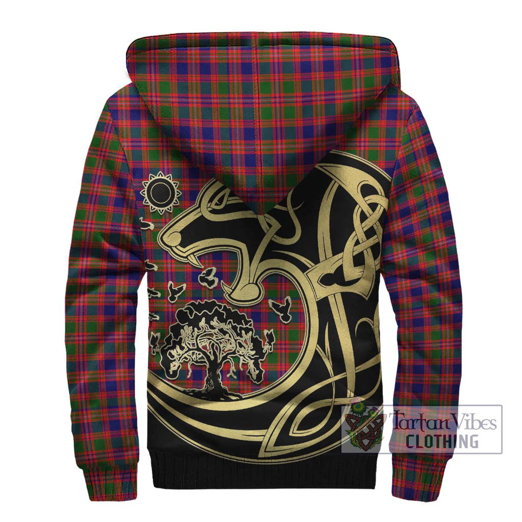 MacIntyre Modern Tartan Sherpa Hoodie with Family Crest Celtic Wolf Style - Tartan Vibes Clothing