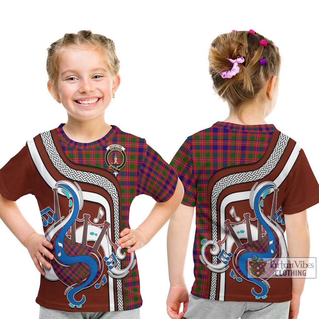 Tartan Vibes Clothing MacIntyre Modern Tartan Kid T-Shirt with Epic Bagpipe Style