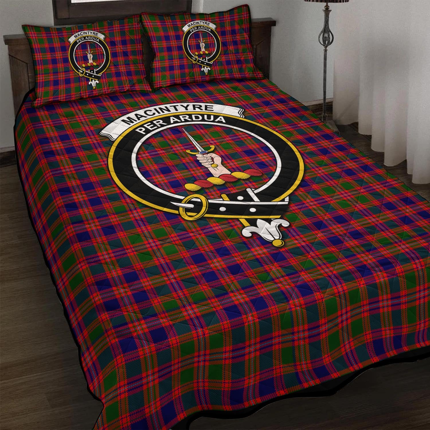 MacIntyre Modern Tartan Quilt Bed Set with Family Crest - Tartan Vibes Clothing