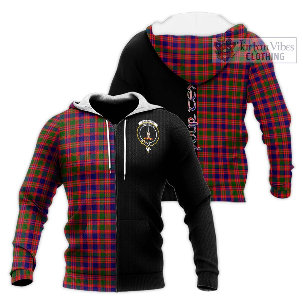 MacIntyre Modern Tartan Knitted Hoodie with Family Crest and Half Of Me Style Unisex Knitted Zip Hoodie - Tartanvibesclothing Shop