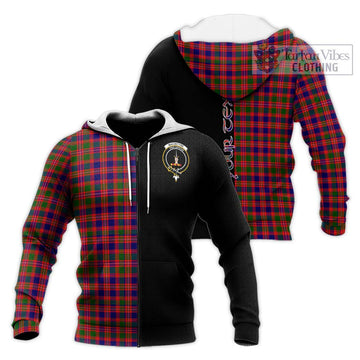 MacIntyre Modern Tartan Knitted Hoodie with Family Crest and Half Of Me Style