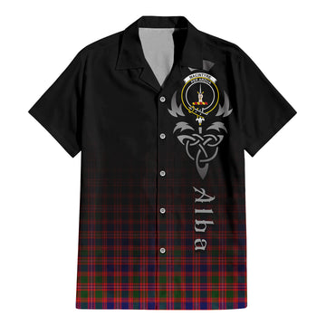 MacIntyre Modern Tartan Short Sleeve Button Up Shirt Featuring Alba Gu Brath Family Crest Celtic Inspired