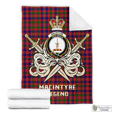 MacIntyre Modern Tartan Blanket with Clan Crest and the Golden Sword of Courageous Legacy