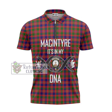 MacIntyre Modern Tartan Zipper Polo Shirt with Family Crest DNA In Me Style