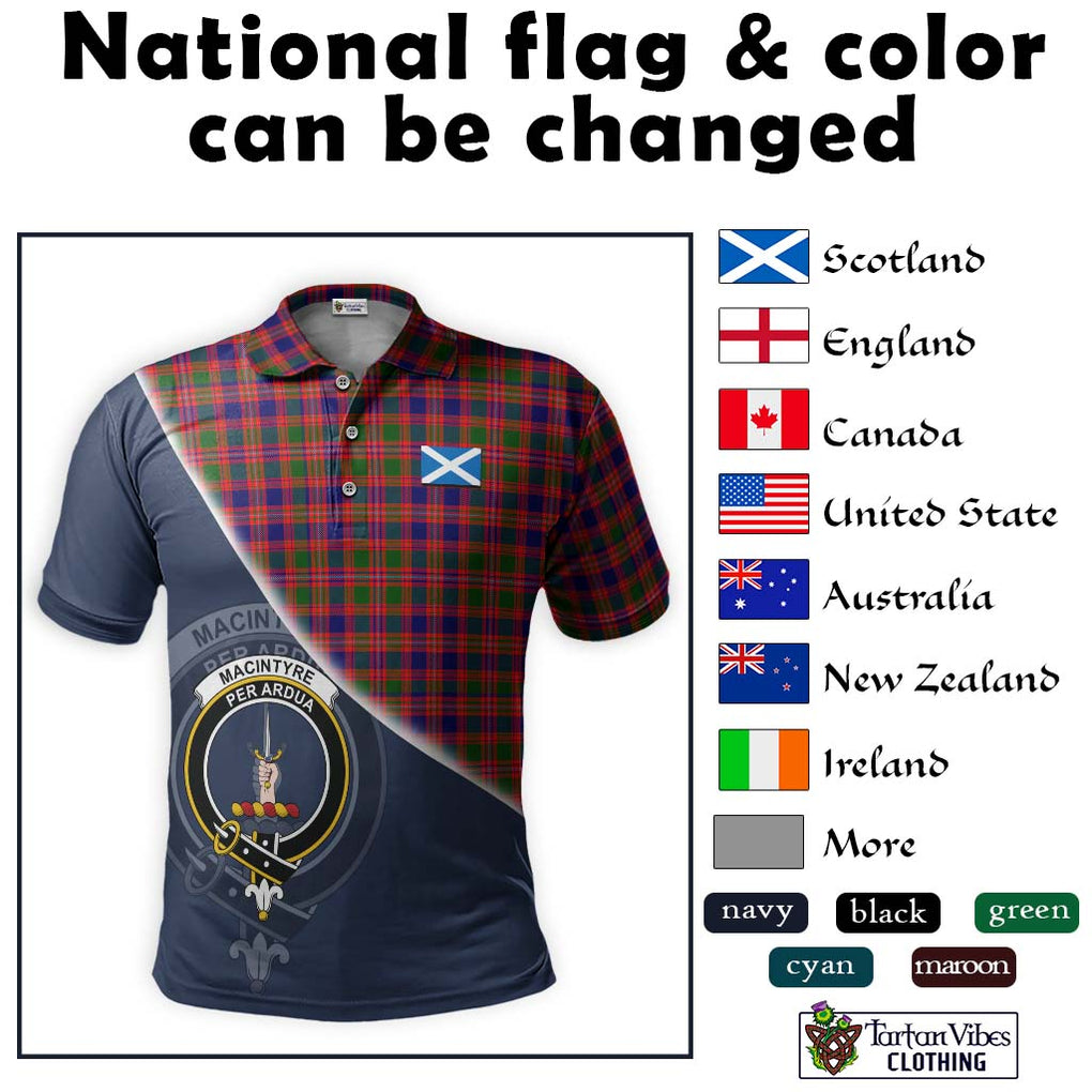 MacIntyre Modern Tartan Polo Shirt with Personalised National Flag and Family Crest Half Style - Tartanvibesclothing Shop