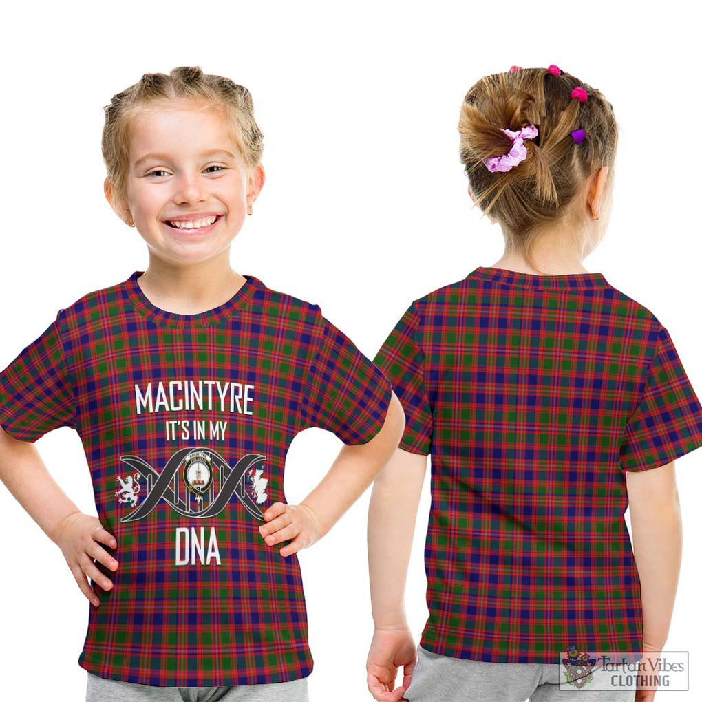 MacIntyre Modern Tartan Kid T-Shirt with Family Crest DNA In Me Style - Tartanvibesclothing Shop