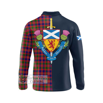 MacIntyre Modern Tartan Long Sleeve Polo Shirt Alba with Scottish Lion Royal Arm Half Style