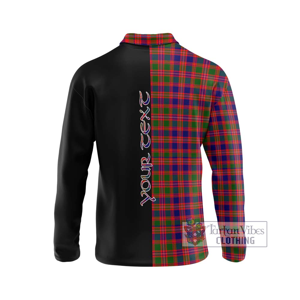 MacIntyre Modern Tartan Long Sleeve Polo Shirt with Family Crest and Half Of Me Style - Tartanvibesclothing Shop