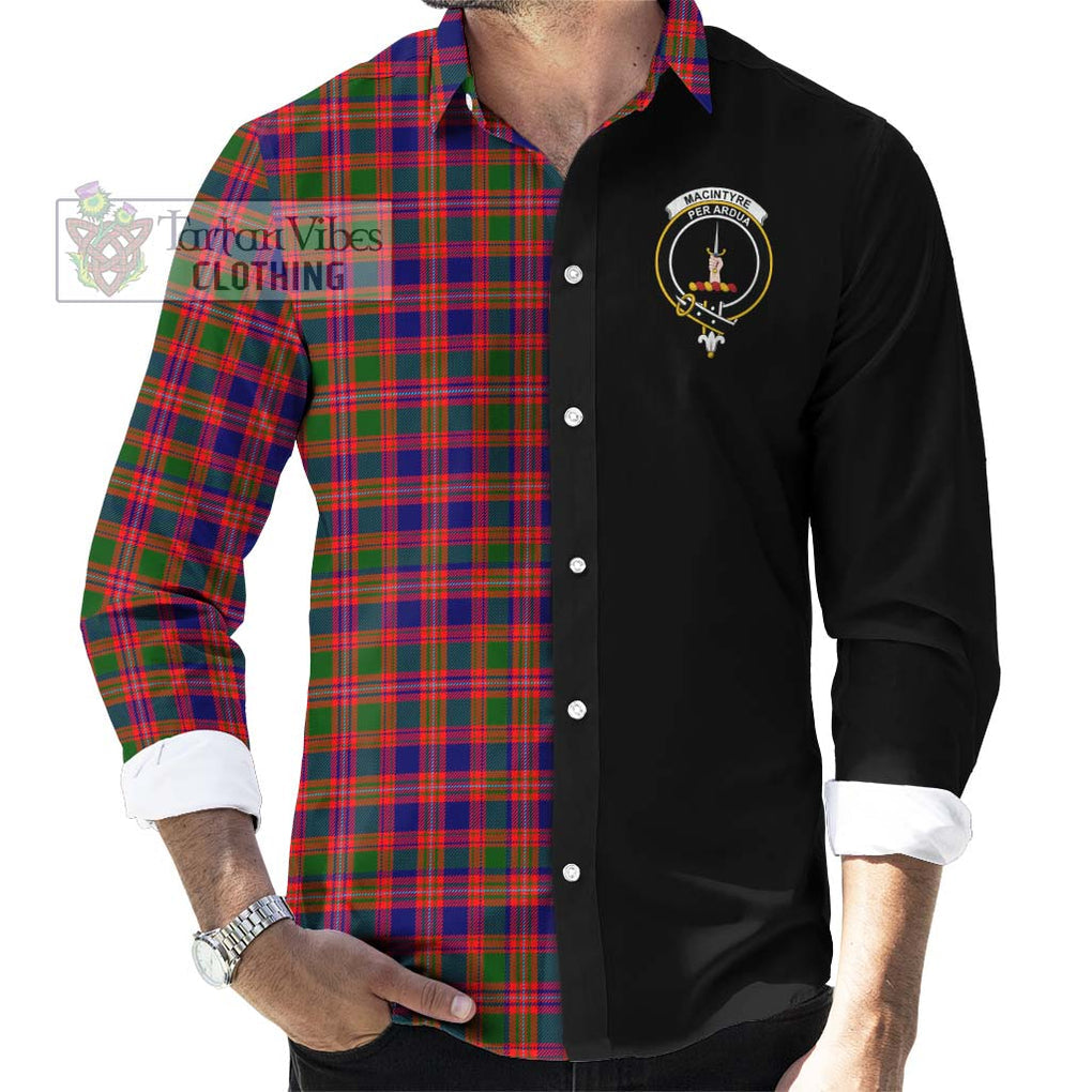 MacIntyre Modern Tartan Long Sleeve Button Shirt with Family Crest and Half Of Me Style - Tartanvibesclothing Shop