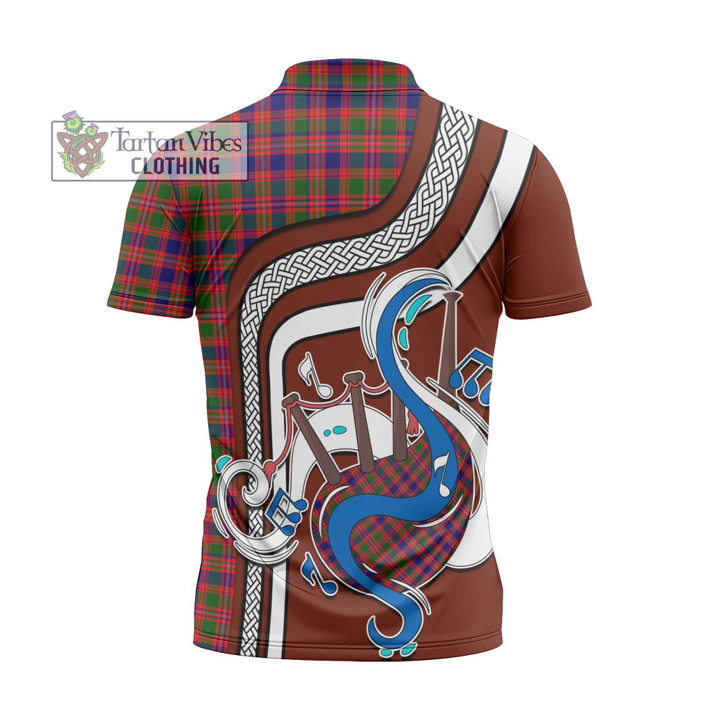 MacIntyre Modern Tartan Zipper Polo Shirt with Epic Bagpipe Style - Tartanvibesclothing Shop