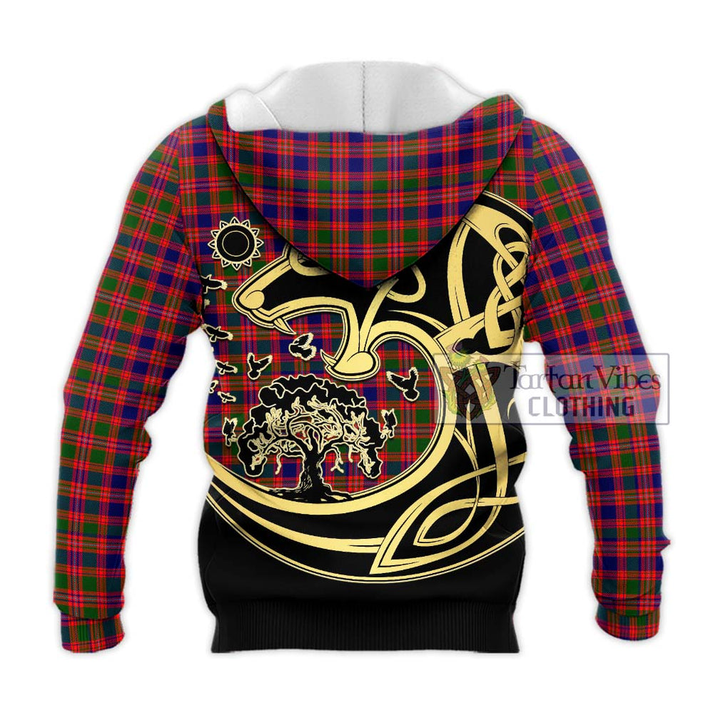 MacIntyre Modern Tartan Knitted Hoodie with Family Crest Celtic Wolf Style - Tartan Vibes Clothing