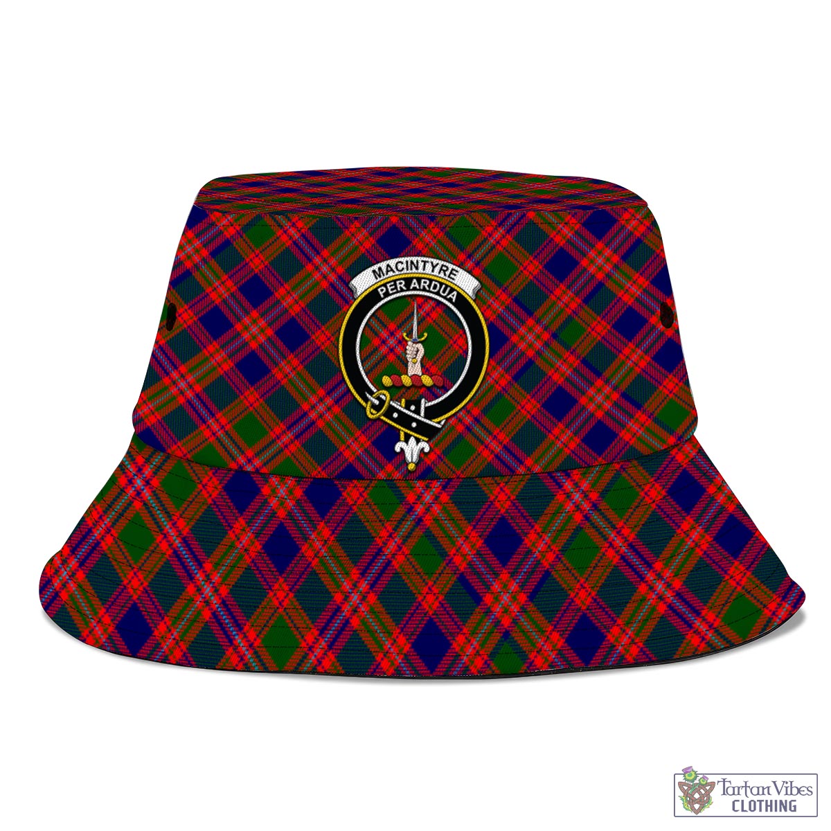 Tartan Vibes Clothing MacIntyre Modern Tartan Bucket Hat with Family Crest