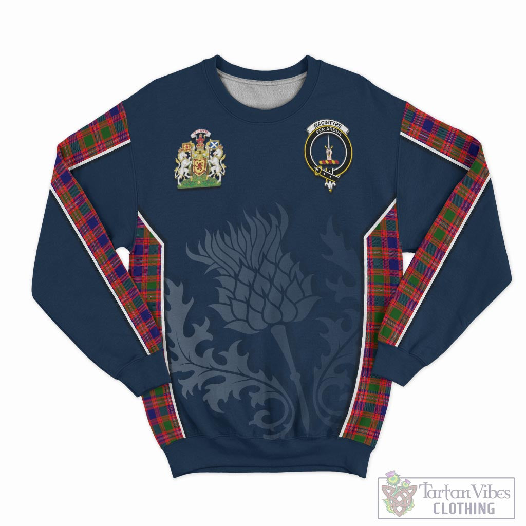 Tartan Vibes Clothing MacIntyre Modern Tartan Sweatshirt with Family Crest and Scottish Thistle Vibes Sport Style