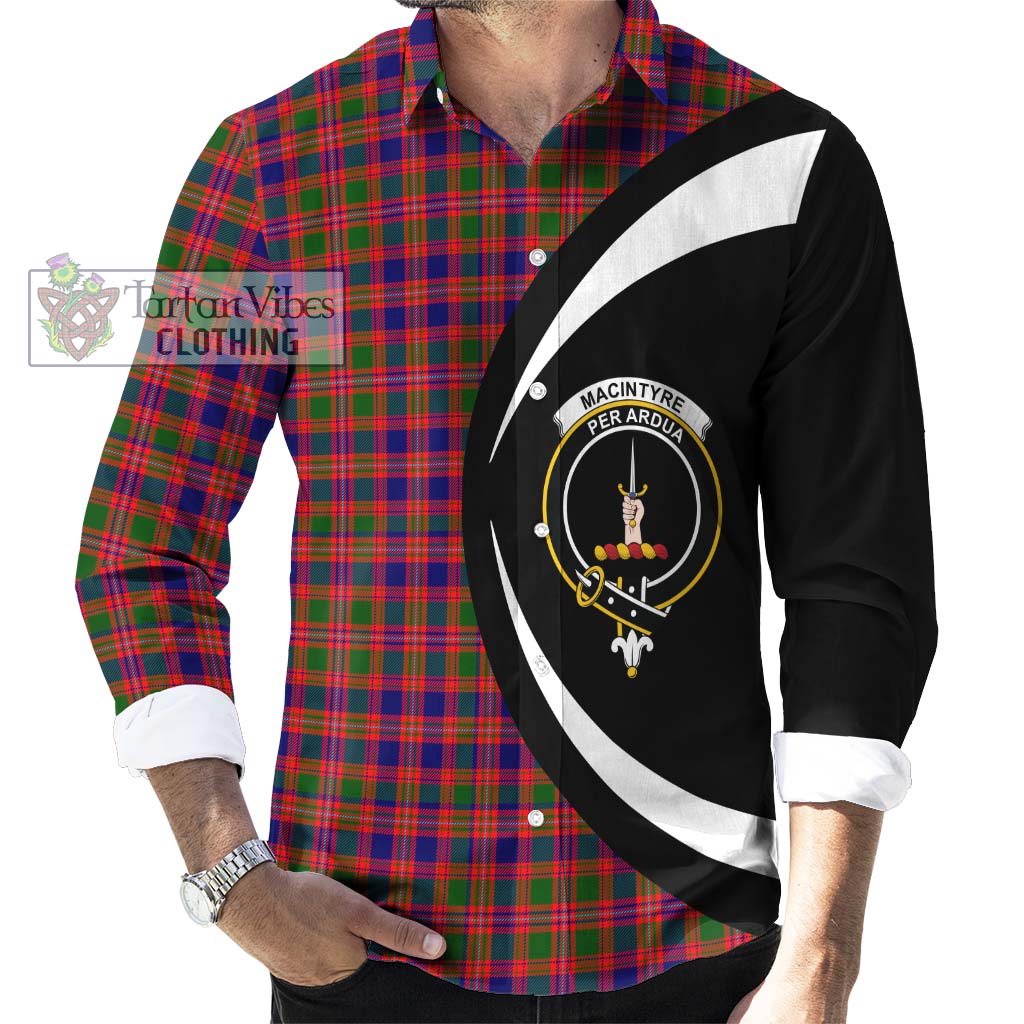 MacIntyre Modern Tartan Long Sleeve Button Up with Family Crest Circle Style - Tartan Vibes Clothing