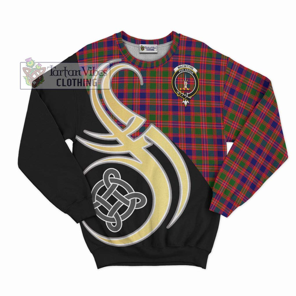 MacIntyre Modern Tartan Sweatshirt with Family Crest and Celtic Symbol Style - Tartan Vibes Clothing