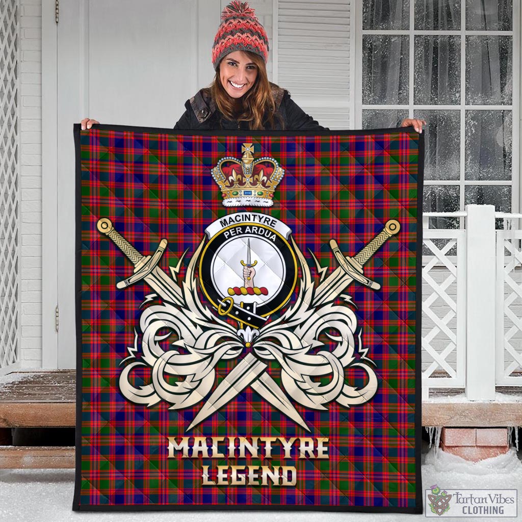 Tartan Vibes Clothing MacIntyre Modern Tartan Quilt with Clan Crest and the Golden Sword of Courageous Legacy