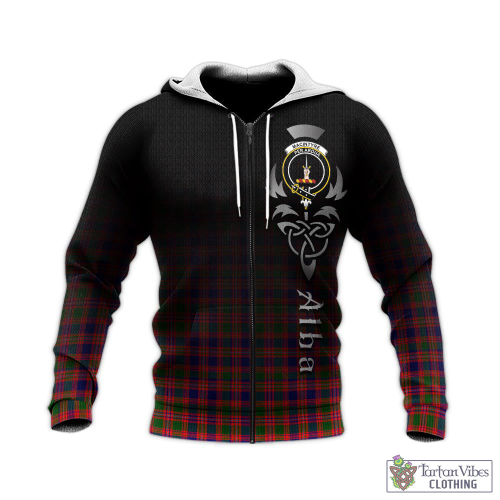 Tartan Vibes Clothing MacIntyre Modern Tartan Knitted Hoodie Featuring Alba Gu Brath Family Crest Celtic Inspired