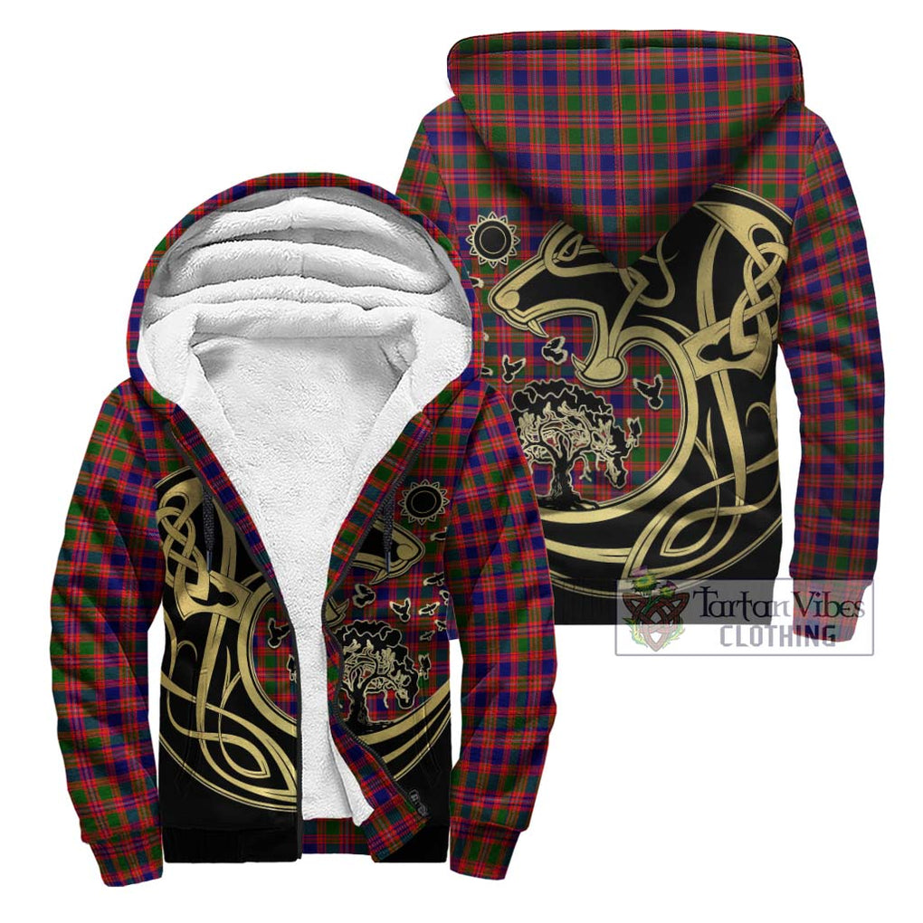 MacIntyre Modern Tartan Sherpa Hoodie with Family Crest Celtic Wolf Style Unisex - Tartan Vibes Clothing