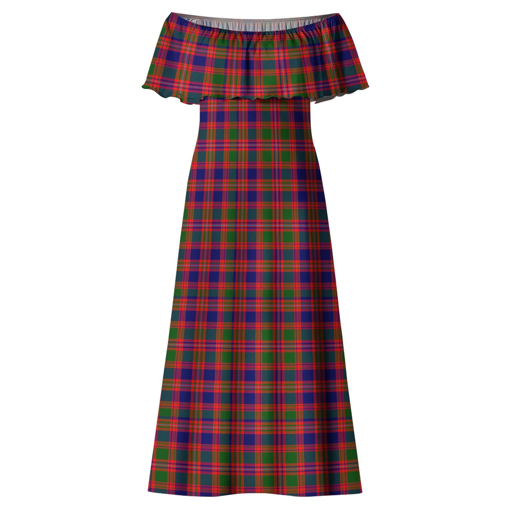 MacIntyre Modern Tartan Off Shoulder Long Dress - Tartanvibesclothing