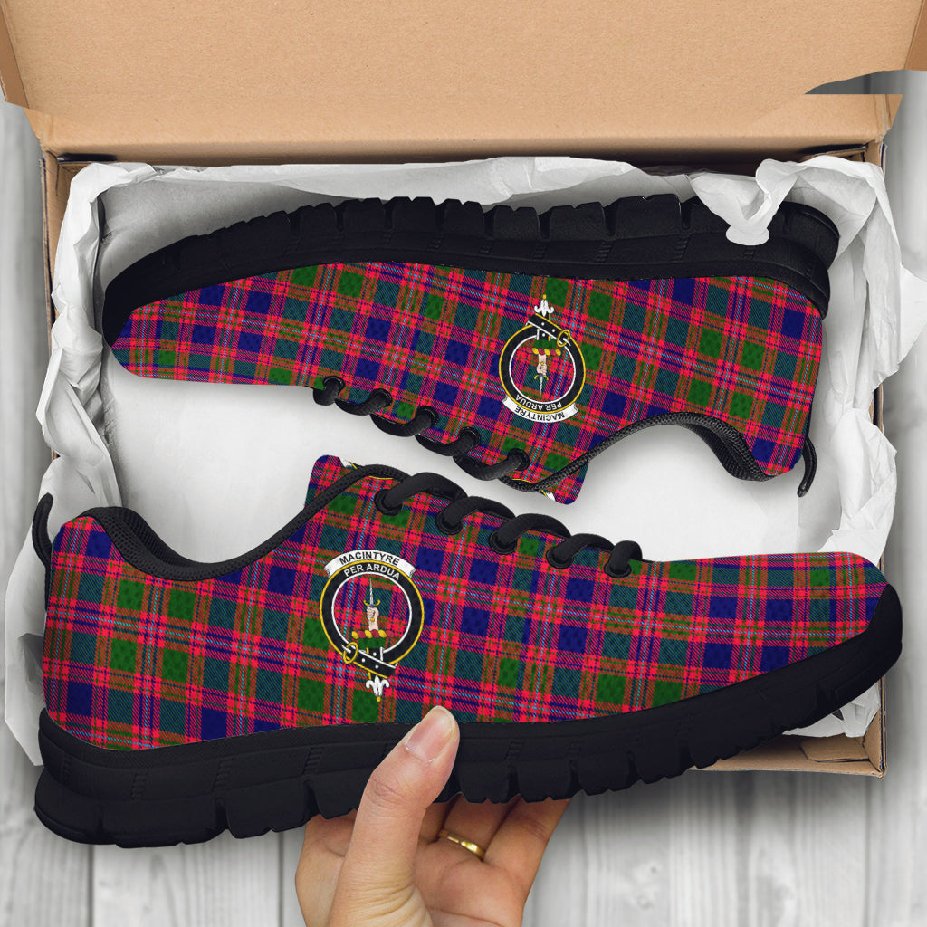 MacIntyre Modern Tartan Sneakers with Family Crest - Tartan Vibes Clothing