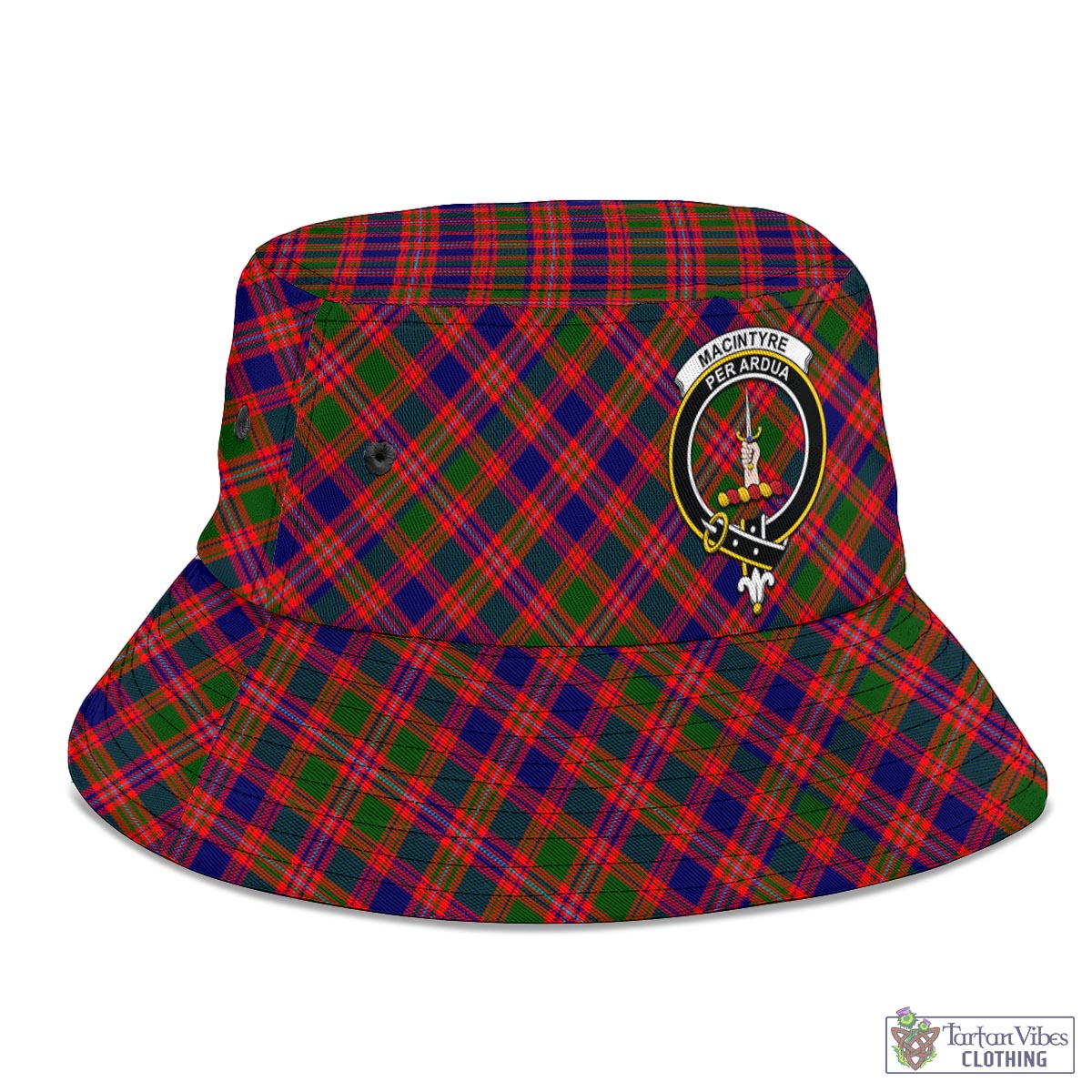 Tartan Vibes Clothing MacIntyre Modern Tartan Bucket Hat with Family Crest