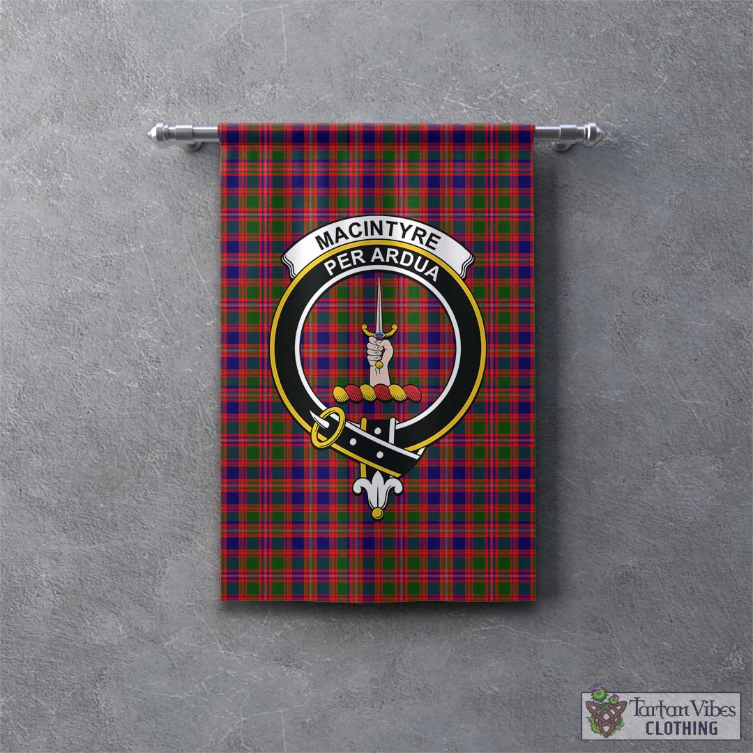 Tartan Vibes Clothing MacIntyre Modern Tartan Gonfalon, Tartan Banner with Family Crest