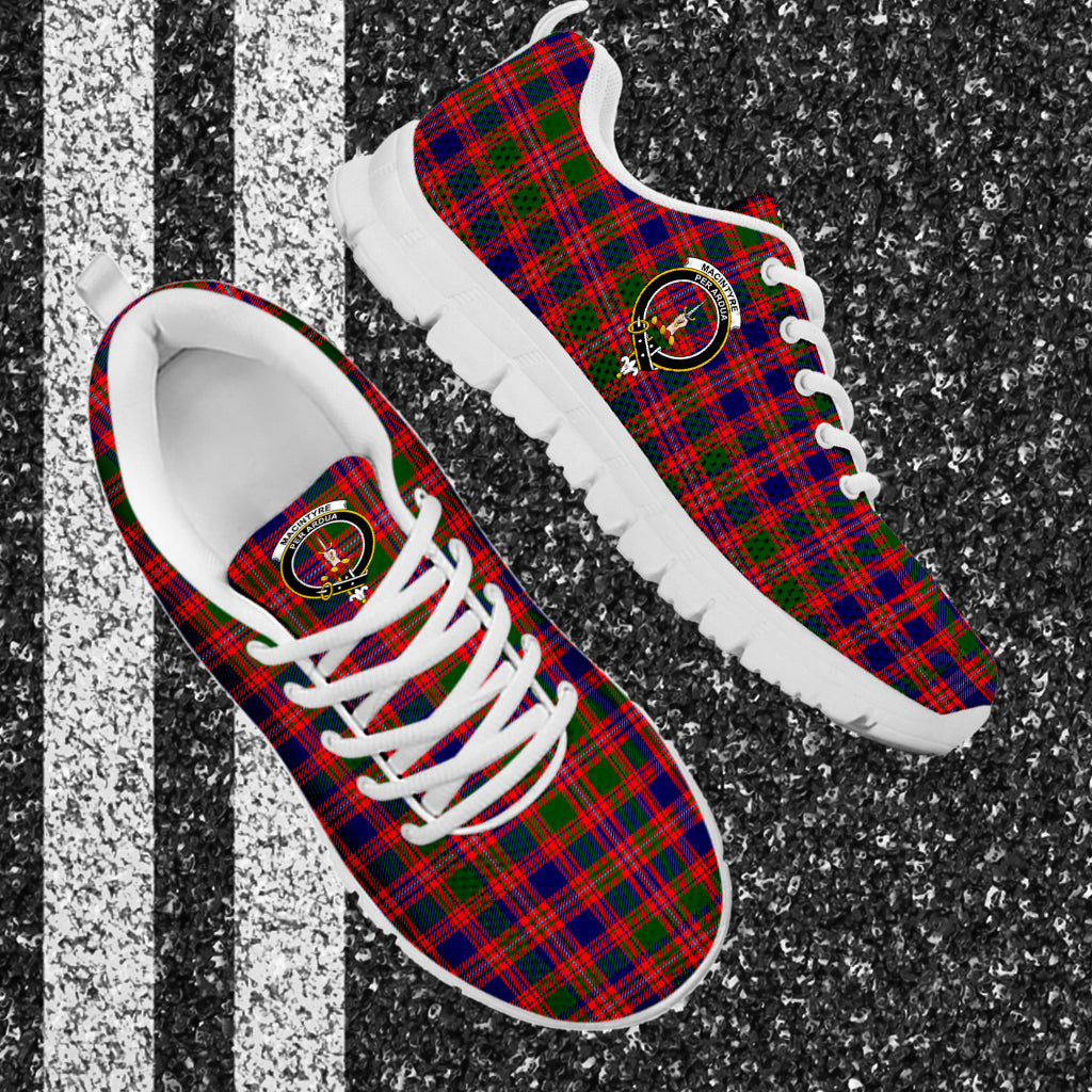 MacIntyre Modern Tartan Sneakers with Family Crest - Tartan Vibes Clothing