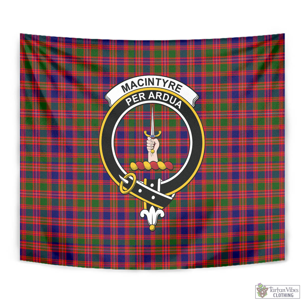 Tartan Vibes Clothing MacIntyre Modern Tartan Tapestry Wall Hanging and Home Decor for Room with Family Crest