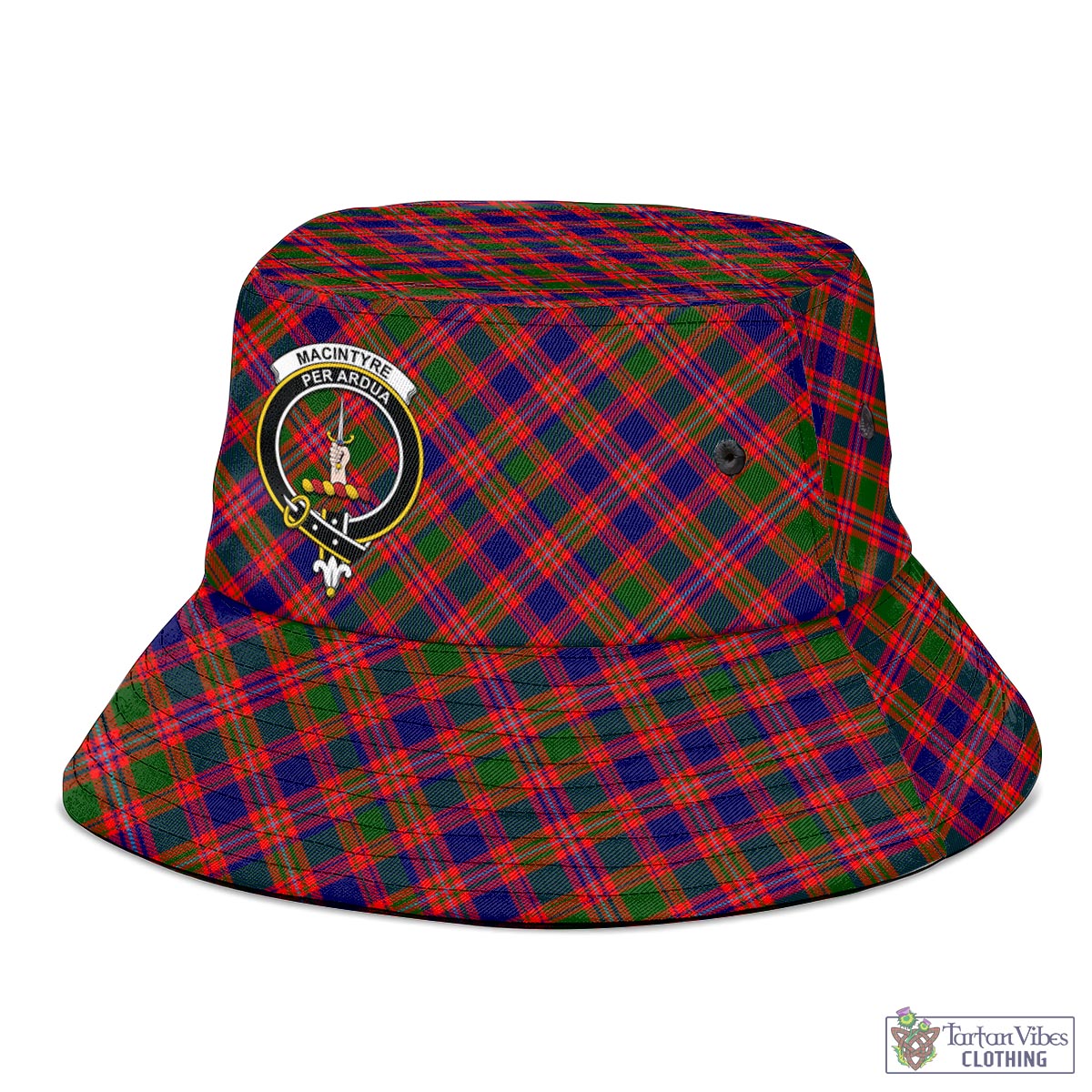 Tartan Vibes Clothing MacIntyre Modern Tartan Bucket Hat with Family Crest