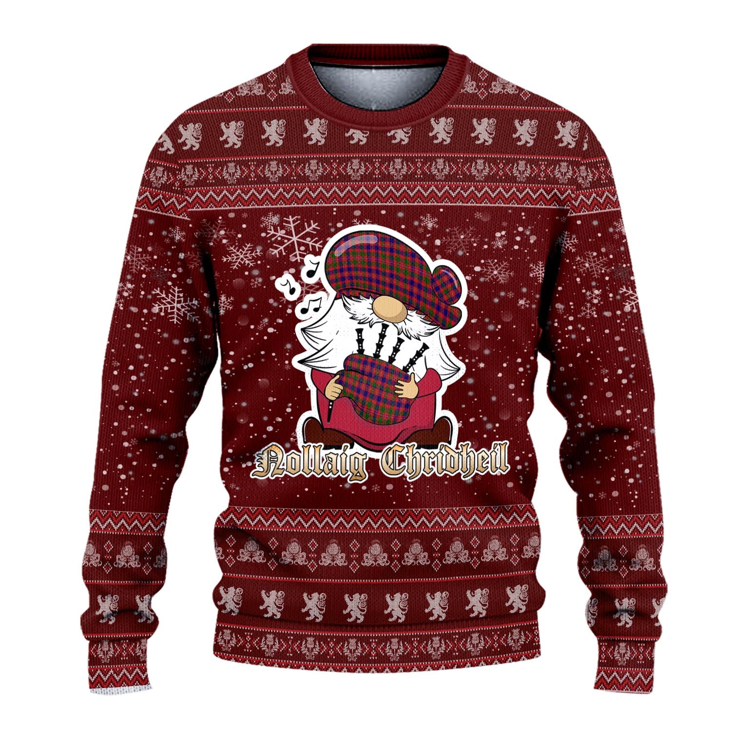 MacIntyre Modern Clan Christmas Family Knitted Sweater with Funny Gnome Playing Bagpipes - Tartanvibesclothing