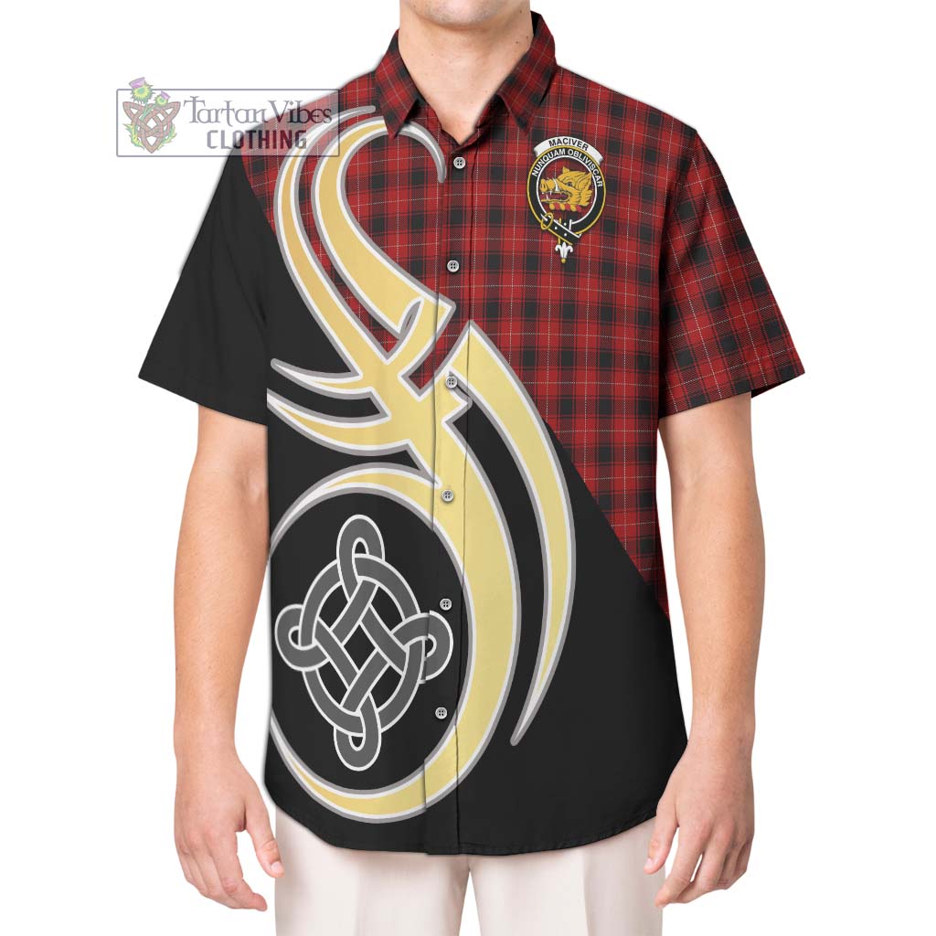 MacIver (McIver) Tartan Short Sleeve Button Shirt with Family Crest and Celtic Symbol Style Kid - Tartan Vibes Clothing