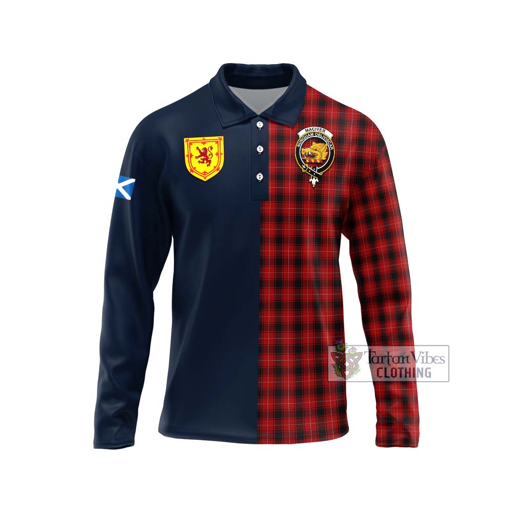 Tartan Vibes Clothing MacIver Tartan Long Sleeve Polo Shirt with Scottish Lion Royal Arm Half Style