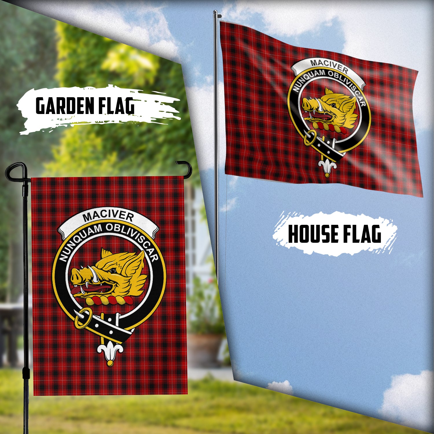 MacIver (McIver) Tartan Flag with Family Crest Garden Flag (Vertical) - Tartan Vibes Clothing