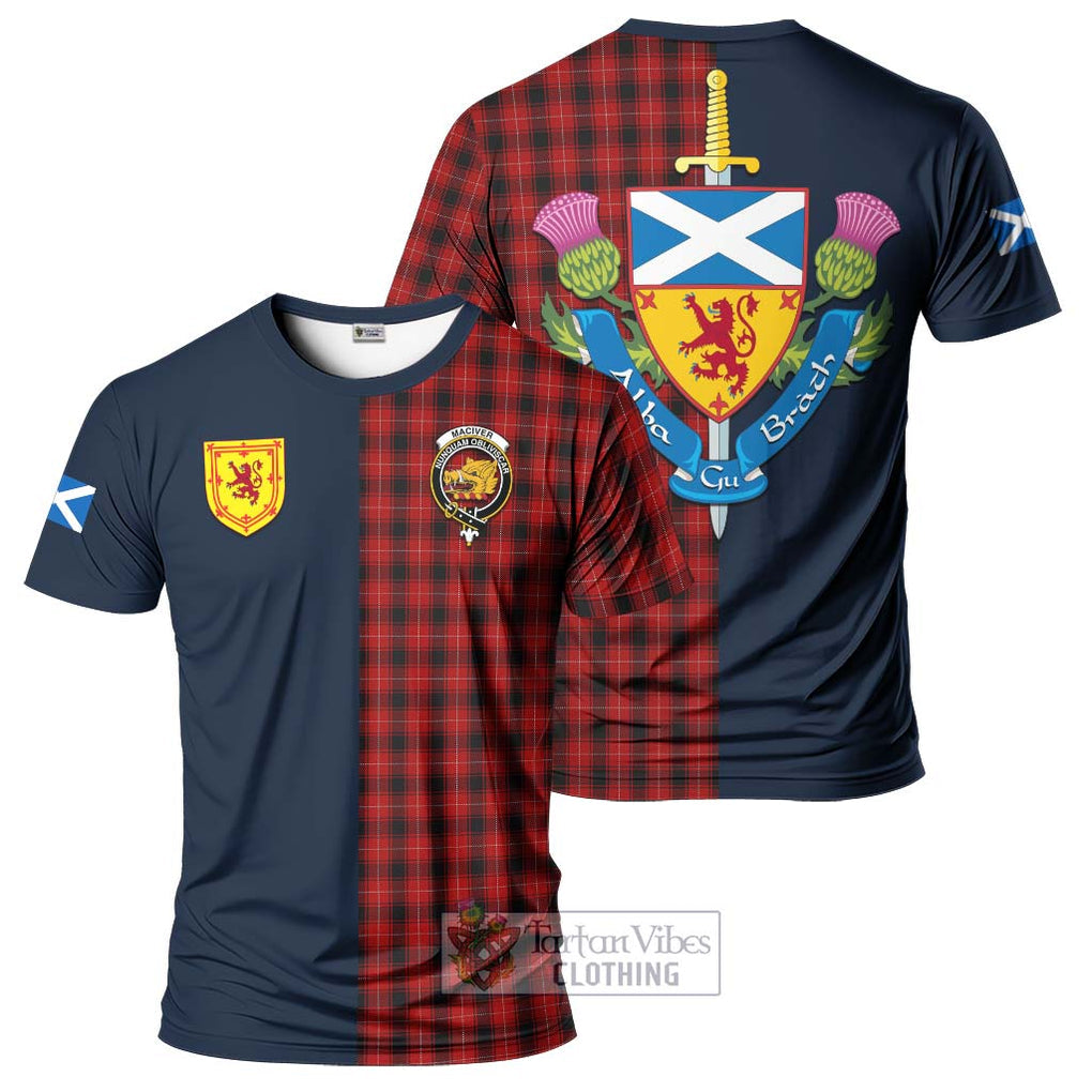 Tartan Vibes Clothing MacIver Tartan T-Shirt Alba with Scottish Lion Royal Arm Half Style