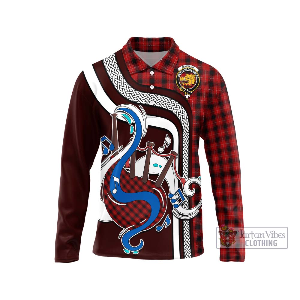 Tartan Vibes Clothing MacIver Tartan Long Sleeve Polo Shirt with Epic Bagpipe Style