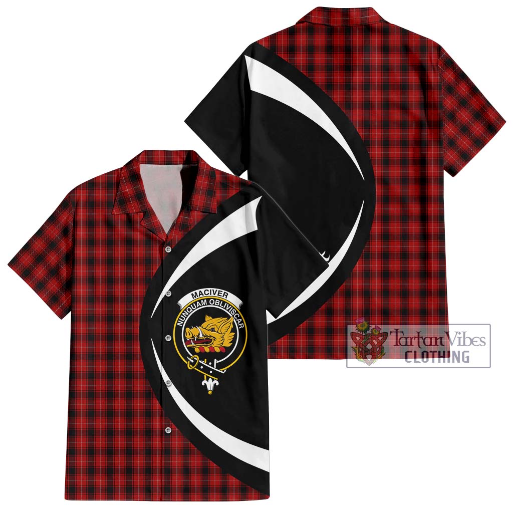 MacIver (McIver) Tartan Short Sleeve Button Up with Family Crest Circle Style Kid - Tartan Vibes Clothing