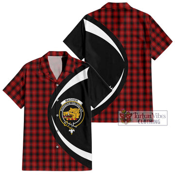 MacIver (McIver) Tartan Short Sleeve Button Up with Family Crest Circle Style