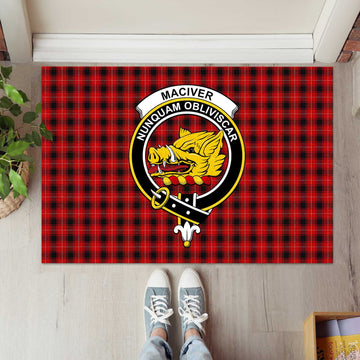 MacIver (McIver) Tartan Door Mat with Family Crest