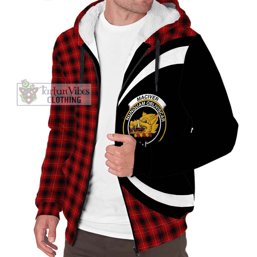 MacIver (McIver) Tartan Sherpa Hoodie with Family Crest Circle Style Unisex S - Tartan Vibes Clothing