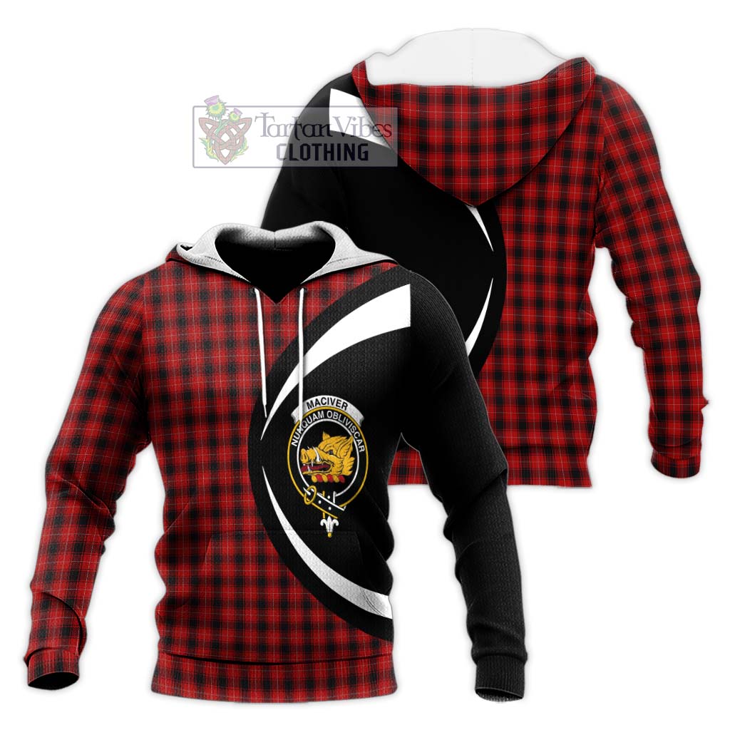 MacIver (McIver) Tartan Knitted Hoodie with Family Crest Circle Style Unisex Knitted Pullover Hoodie - Tartan Vibes Clothing