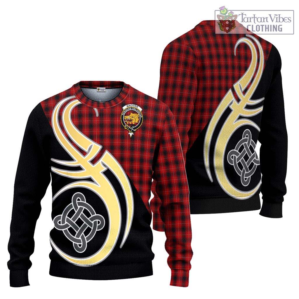 MacIver (McIver) Tartan Knitted Sweater with Family Crest and Celtic Symbol Style Unisex - Tartan Vibes Clothing