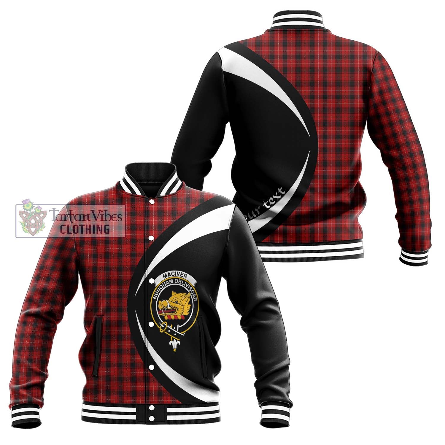 MacIver (McIver) Tartan Baseball Jacket with Family Crest Circle Style Unisex - Tartan Vibes Clothing