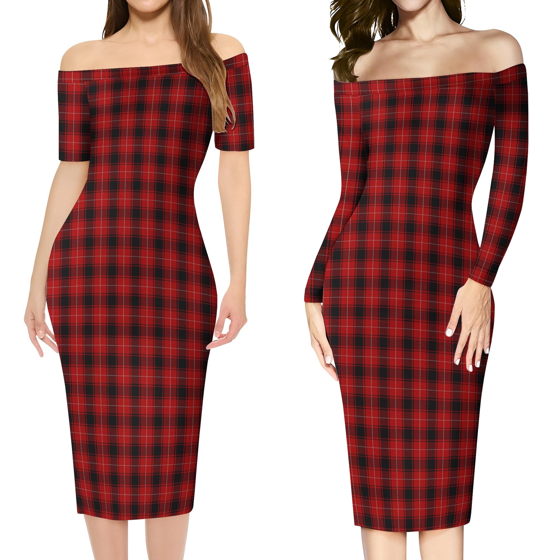 MacIver Tartan Off Shoulder Lady Dress Women's Dress - Tartanvibesclothing