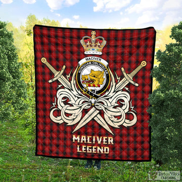 MacIver (McIver) Tartan Quilt with Clan Crest and the Golden Sword of Courageous Legacy