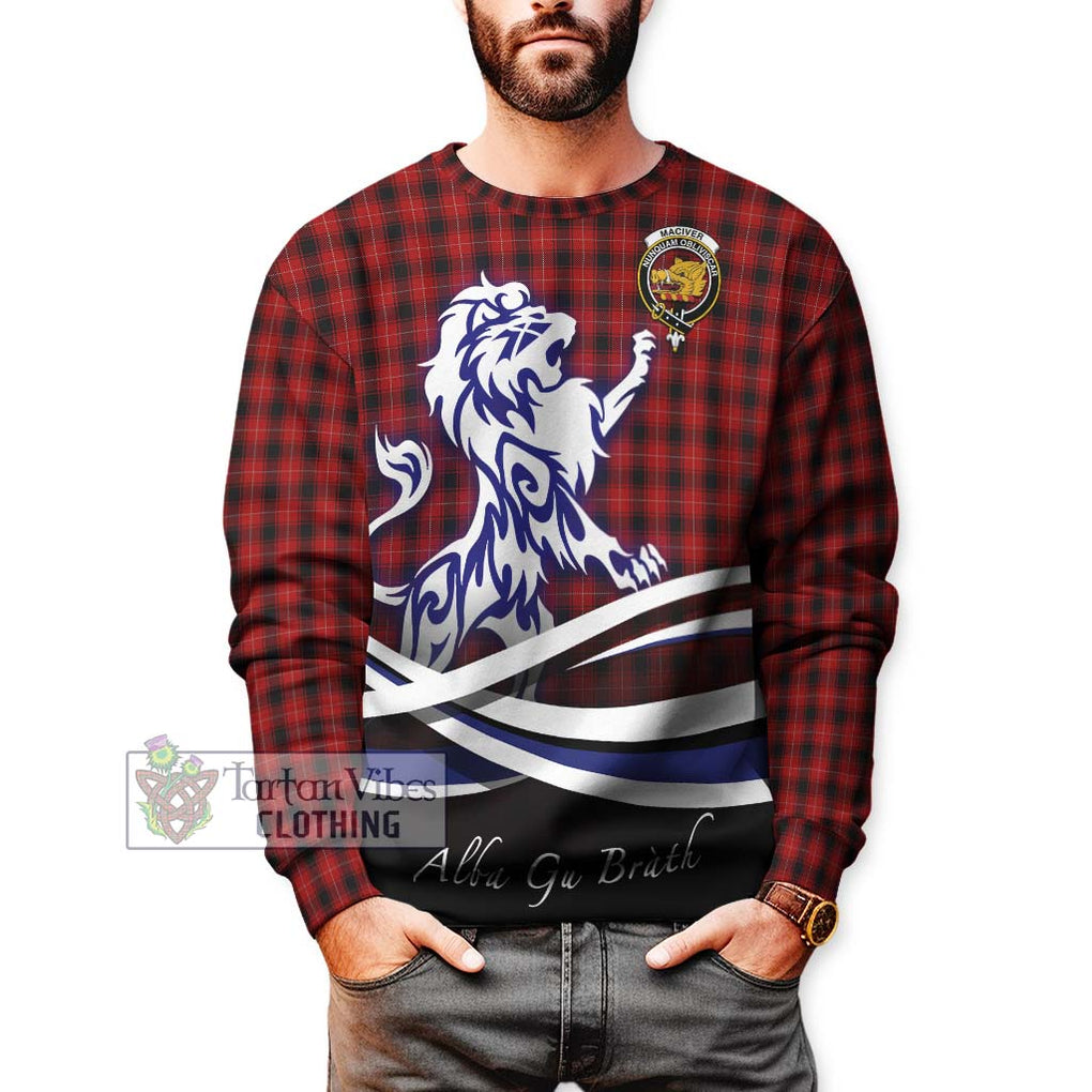 MacIver (McIver) Tartan Sweatshirt with Alba Gu Brath Regal Lion Emblem Unisex - Tartanvibesclothing Shop