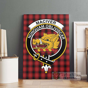 MacIver (McIver) Tartan Canvas Print Wall Art with Family Crest