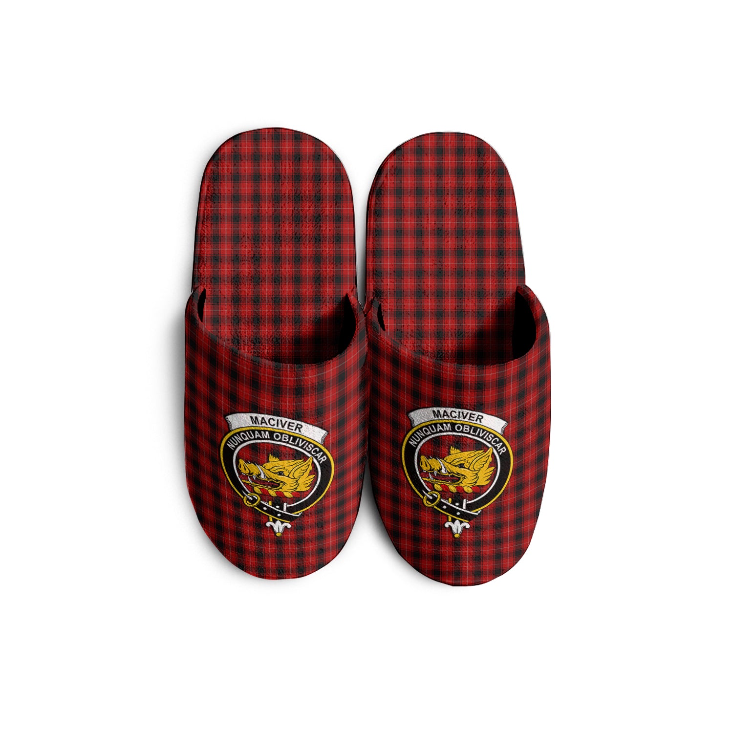 MacIver Tartan Home Slippers with Family Crest - Tartanvibesclothing