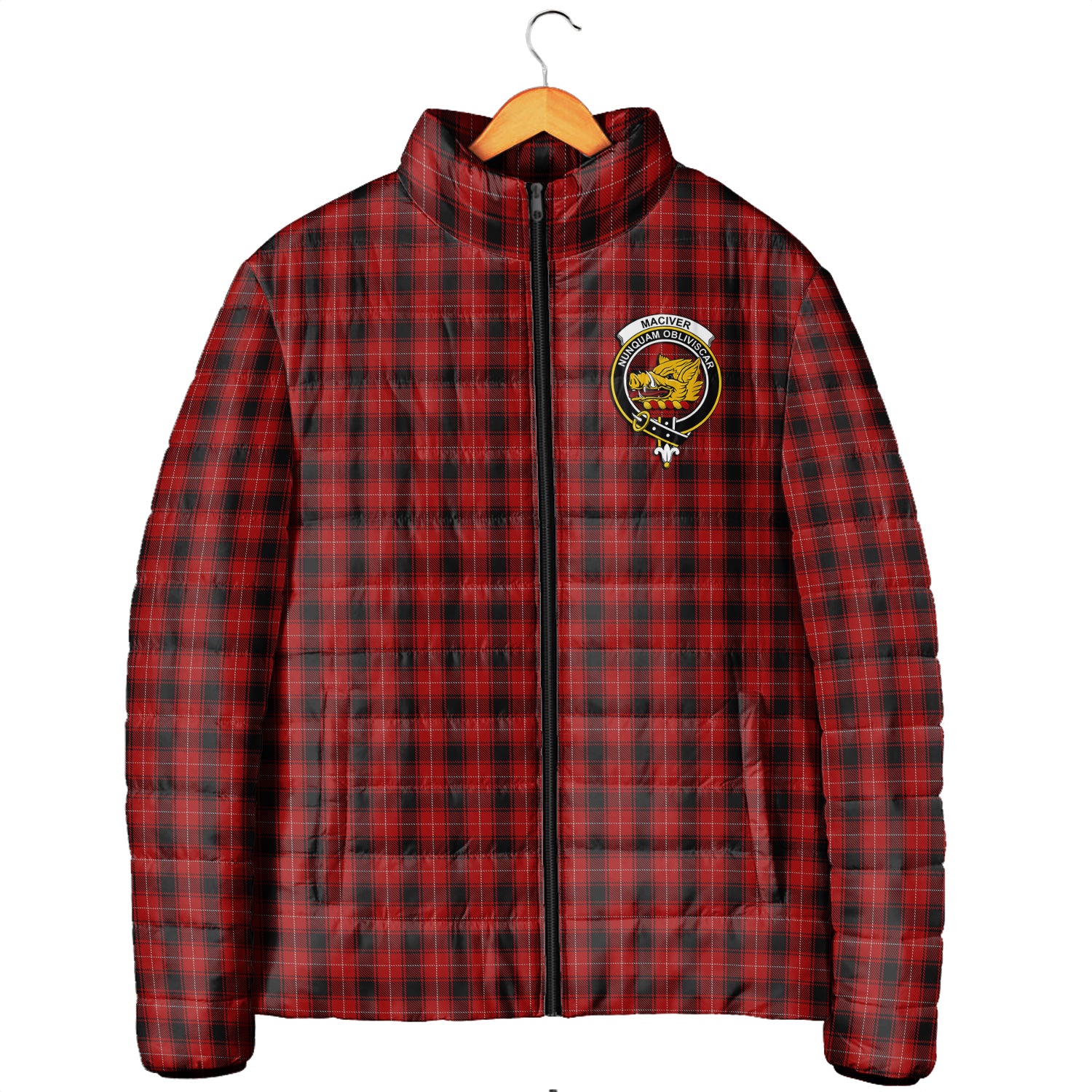 MacIver (McIver) Tartan Padded Jacket with Family Crest Men's Padded Jacket - Tartan Vibes Clothing