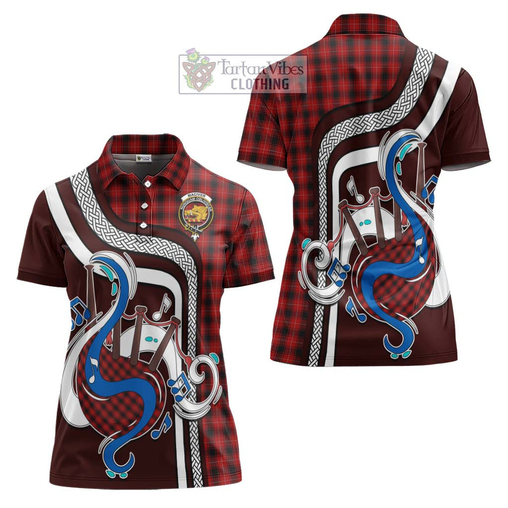 MacIver (McIver) Tartan Women's Polo Shirt with Epic Bagpipe Style Women - Tartanvibesclothing Shop