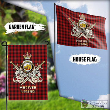 MacIver (McIver) Tartan Flag with Clan Crest and the Golden Sword of Courageous Legacy